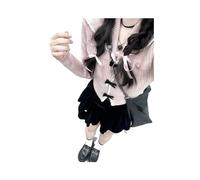 Cardigan Dolce Rosa Manica Lunga Y2k Cappotti Lavorati a Maglia a Vita Alta Top Maglioni con Fiocco Stile Giapponese Lunghezza Corta Kawaii Slim Fit da Donna