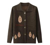 Cardigan Donna Anziana Invernale Cardigan Da Vecchia Signora Viola con Risvolto E Colletto In Cashmere Cardigan Da Donna con Tasca Cardigan Lavorato A Maglia Da Donna Di Mezza Età E Anziana Cardiga