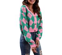 Cardigan Donna, Cardigan Corto Donna Invernale Giacca in Maglia Elegante Girocollo Leggero Golfino a Maniche Lunghe Aperta Casual Cardigan Donna Cotone Casual per Autunno Invernale