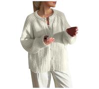Cardigan Donna, Cardigan Corto Donna Invernale Morbido Lavorato a Maglia Elegante Giacca Donna Maglia Invernale Casual Golfino Girocollo a Maniche Lunghe Cardigan Donna Lana Grossa Giacca Pullover Y2k