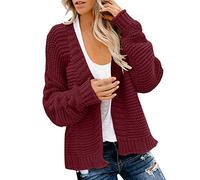 Cardigan Donna, Cardigan Donna Corto a Maglia Elegante Maglione Lana Curvy Maglioni Invernali Leggero Tinta Unita con Bordo Ondulato Cardigan Elegante Donna Maglione Giacca