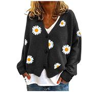 Cardigan Donna, Cardigan Donna Corto Morbido Lavorato a Maglia Elegante Girocollo Leggero Golfino a Maniche Lunghe Aperta Casual Maglione di Lana da Donna Largo Outwear Cappotto
