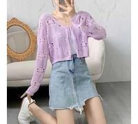 Cardigan donna corto in maglia moda primaverile con elegante disegno cavo