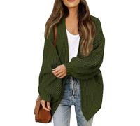Cardigan Donna Cotone Elegante Abbigliamento Donna Autunno Classica Maglieria Invernale Comoda Taglie Forti Golfino Girocollo a Maniche Lunghe Maglia Casual con Scollo a V(Verde Menta,XL)