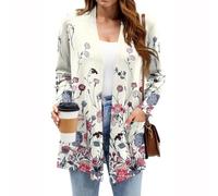 Cardigan Donna Cotone Elegante Giacca Donna Autunno Comoda Maglia Invernale Leggero Taglie Forti Golfino Girocollo a Maniche Lunghe Maglieria Casual con Bottoni(Bianco,M)