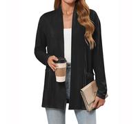 Cardigan Donna Cotone Invernale Giacca Donna Autunno Leggero Maglia Elegante Comoda Taglie Forti Golfino Girocollo a Maniche Lunghe Maglieria Classica con Bottoni(Nero,XXL)