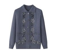 Cardigan Donna Elegante,Cardigan Sottile Da Vecchia Signora per Donna Manica Lunga Risvolto Maglioni Lavorati A Maglia per Donne Di Mezza Età E Anziane Giacca Leggera Maglione Casual Top per La Mam