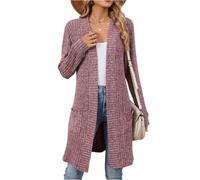 Cardigan Donna Elegante Cotone Giacca Donna Autunno Casual Maglieria Invernale Classica Taglie Forti Golfino Girocollo a Maniche Lunghe Maglia Oversize con Scollo a V(Viola,M)