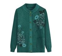 Cardigan Donna Elegante,Maglioni Cardigan Lavorati A Maglia per Donne Di Mezza Età E Anziane Maglione Lavorato A Maglia per La Mamma con Ricami Floreali Vintage Spesso E Caldo Casual Regali per L