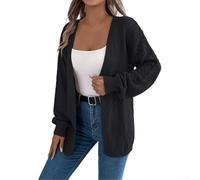 Cardigan Donna Estivo in Maglia traforata V-Neck(Black S)