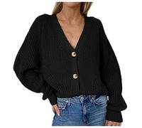 Cardigan Donna Invernale, Cardigan Donna Corto Morbido Lavorato a Maglia Elegante Girocollo Leggero Golfino a Maniche Lunghe Aperta Casual Cardigan Donna Cotone Giacca Pullover Y2k