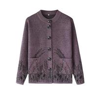 Cardigan Donna Invernale,Cardigan In Maglia per Donne Di Mezza Età E Anziane Maglione Leggero per Vecchie Signore Girocollo con Bottoni Top per La Mamma Soprabito In Maglia A Coste Regali per La No