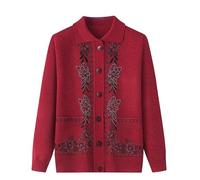 Cardigan Donna Invernale,Cardigan Sottile Da Vecchia Signora per Donna Manica Lunga Risvolto Maglioni Lavorati A Maglia per Donne Di Mezza Età E Anziane Giacca Leggera Maglione Casual Top per La Ma