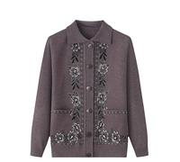 Cardigan Donna Invernale,Cardigan Sottile Da Vecchia Signora per Donna Manica Lunga Risvolto Maglioni Lavorati A Maglia per Donne Di Mezza Età E Anziane Giacca Leggera Maglione Casual Top per La Ma