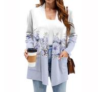 Cardigan Donna Invernale Cotone Abbigliamento Donna Autunno Classica Maglieria Elegante Casual Taglie Forti Golfino Girocollo a Maniche Lunghe Maglia Leggero con Bottoni(Viola,XXL)