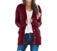 Cardigan Donna Lungo Cardigan Invernale Elegante, Golfino Manica Lunga Elegante Comodo Apertura Frontale Bottoni Tasche Maglione Leggero Cardigan Donna Cotone Coprispalle Donna Giacca Cappotto
