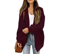 Cardigan Donna Lungo Cotone Elegante Giacca Donna Autunno Classica Maglieria Invernale Casual Taglie Forti Golfino Girocollo a Maniche Lunghe Maglia Comoda con Bottoni(Rosa Caldo,S)
