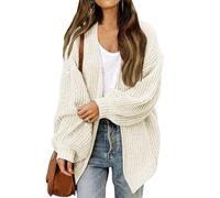 Cardigan Donna Lungo Cotone Invernale Abbigliamento Donna Autunno Comoda Maglieria Elegante Classica Taglie Forti Golfino Girocollo a Maniche Lunghe Maglia Casual con Scollo a V(Beige,L)