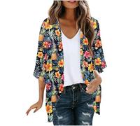 Cardigan Donna Lungo Elegante Coprispalle Offerte Kimono Nazionalit Stampa Boemia Manica 4/3 Sciolto Bikini Cover Up Copricostumi Donna Mare Aperto Frontale Scollo a V Capispalla Vacanza Spiaggia