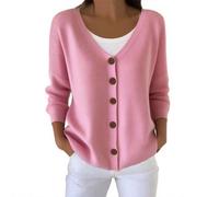Cardigan Donna Lungo Estivo e Invernale con Stampa Nastro Rosa Maglione Cotone Leggero Giacca Elegante Coprispalle Solidale Consapevolezza Tumore al Seno