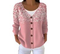 Cardigan Donna Lungo Estivo e Invernale con Stampa Nastro Rosa Maglione Cotone Leggero Giacca Elegante Coprispalle Solidale Consapevolezza Tumore al Seno