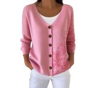 Cardigan Donna Lungo Estivo e Invernale con Stampa Nastro Rosa Maglione Cotone Leggero Giacca Elegante Coprispalle Solidale Consapevolezza Tumore al Seno