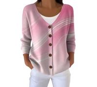 Cardigan Donna Lungo Estivo e Invernale con Stampa Nastro Rosa Maglione Cotone Leggero Giacca Elegante Coprispalle Solidale Consapevolezza Tumore al Seno