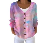 Cardigan Donna Lungo Estivo e Invernale con Stampa Nastro Rosa Maglione Cotone Leggero Giacca Elegante Coprispalle Solidale Consapevolezza Tumore al Seno