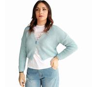 Cardigan donna SUSY MIX crop misto cotone intrecciato scollo a V con bottoni