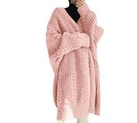 Cardigan Donne Autunno Cardigan Personalizzato Maglione Donne Spessa Linguaggio allentato Casual Stile Delle Signore Cardigan Lungo, Colore: rosa., Taglia unica