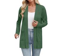 Cardigan Estivo da Donna Manica Lunga Hollow Crochet Cappotto Maglione Cardigan Giacca Donna con Bottoni Cappotto Elegante Giacche Estive Donna, Verde-nero, 4X-Large