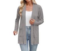 Cardigan Estivo da Donna Manica Lunga Hollow Crochet Cappotto Maglione Cardigan Giacca Donna con Bottoni Cappotto Elegante Giacche Estive Donna, Grigio, S
