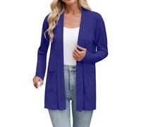 Cardigan Estivo da Donna Manica Lunga Hollow Crochet Cappotto Maglione Cardigan Giacca Donna con Bottoni Cappotto Elegante Giacche Estive Donna, blu, L