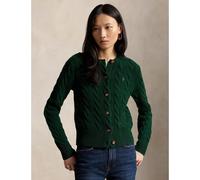 Cardigan girocollo a trecce, 80% lana, 20% cashmere Verde XL Tinta unita