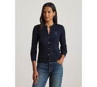 Cardigan girocollo a trecce Blu M Tinta unita