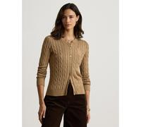 Cardigan girocollo a trecce Marrone S Tinta unita