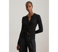 Cardigan girocollo a trecce Nero XL Tinta unita