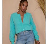 Cardigan girocollo con bottoni in morbido tessuto, adatto per l'autunno, per indossare a strati, per andare al lavoro, il fine settimana, brunch, in campagna, raffinato, moderno, lucido, senza tempo, 