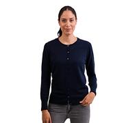 Cardigan | Golfino a Girocollo da Donna 100% Cachemire (Blu/Marina, L)