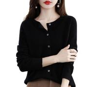 Cardigan in cashmere da donna, cardigan a maniche lunghe con bottoni frontali in cashmere 2024, maglioni elastici in maglia morbida e calda, nero, L