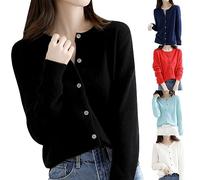 Cardigan in cashmere da donna, maglione girocollo, cardigan lavorato a maglia da donna, primavera autunno inverno maniche lunghe abbottonatura tinta unita morbido cardigan, maglione leggero da donna