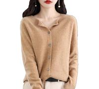 Cardigan in Cashmere per Donna, Cardigan in Cashmere, Maglione in Cashmere da Donna, Scollo a V, Bottoni in Maglia sul Davanti, Top Casual alla Moda (Cammello,S)