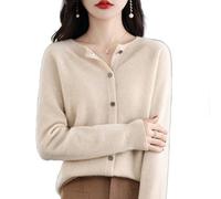 Cardigan in Cashmere per Donna, Cardigan in Cashmere, Maglione in Cashmere da Donna, Scollo a V, Bottoni in Maglia sul Davanti, Top Casual alla Moda (Beige,XL)