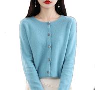 Cardigan in Cashmere per Donna, Cardigan in Cashmere, Maglione in Cashmere da Donna, Scollo a V, Bottoni in Maglia sul Davanti, Top Casual alla Moda (Blu,S)