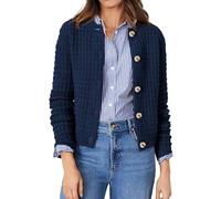 Cardigan in Maglia da Donna, Casual, a Maniche Lunghe, Aperto sul Davanti, con Bottoni, Giacche alla Moda, Capispalla(Blue,XL)