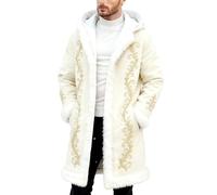 Cardigan invernale con bordi stampati sul davanti, parte anteriore aperta e elementi mantello, ideale come strato maglione., beige., L