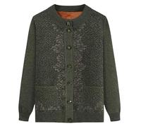 Cardigan Invernale Spesso e Caldo per Nonna - Cardigan Foderato In Pile Da Donna, Giacca Lavorata A Maglia per Madri Anziane Di Mezza Età, Classico Maglione Invernale per Vecchie Signore, Verde Tè