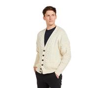 Cardigan Irlandese Aran 100% Lana Merino da Uomo Made in Ireland (Naturale, XXL)