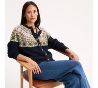 Cardigan jacquard, in misto alpaca Blu XXL Jacquard