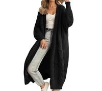 Cardigan Jersey Donna Maglia Donna Inverno Aperto Comoda a Maniche Lunghe Cardigan Leggero Lungo Girocollo Maglione Oversize con Tasche Golfino Lana Lavorato Grossa Cappotto Largo Tinta Unita Giacca